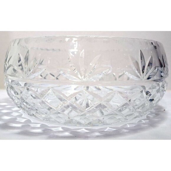 Unbranded Lead Crystal Bowl 7.5" Diameter Pressed Glass Starburst Base - Picture 2 of 6